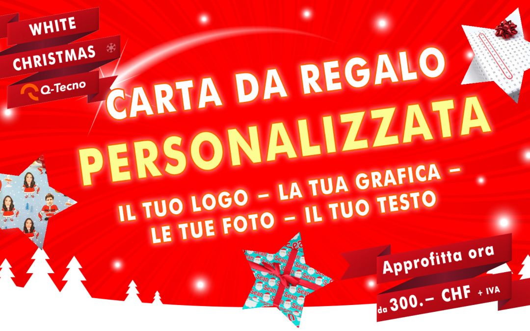 Q-Tecno White Christmas: offertissima carta da regalo personalizzata